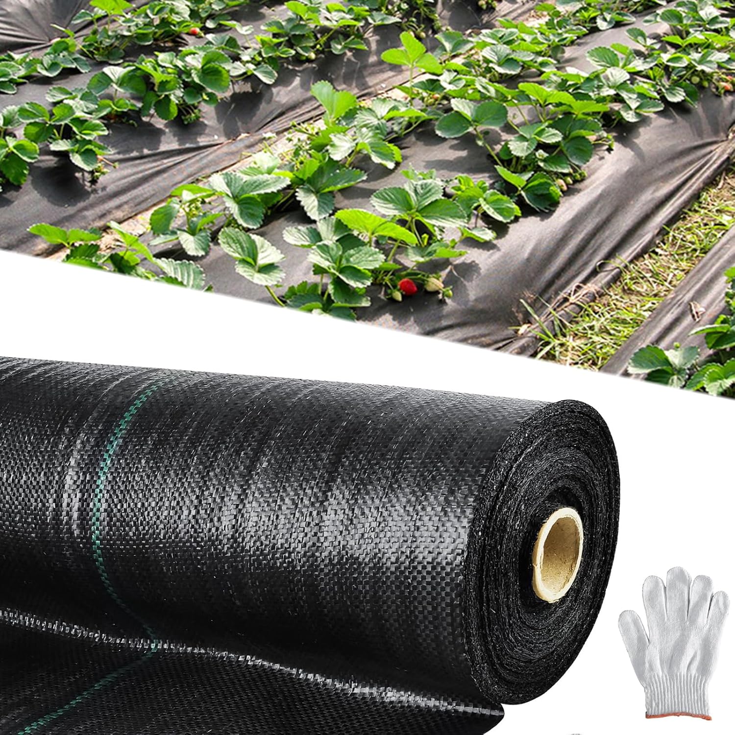 mupera 6x300FT Pro Weed Barrier Fabric - 3.8oz Commercial Grade, Black, UV-Resistant Woven PP Ground Cover for Lawn & Garden, Heavy Duty Weed Control, No Root Penetration