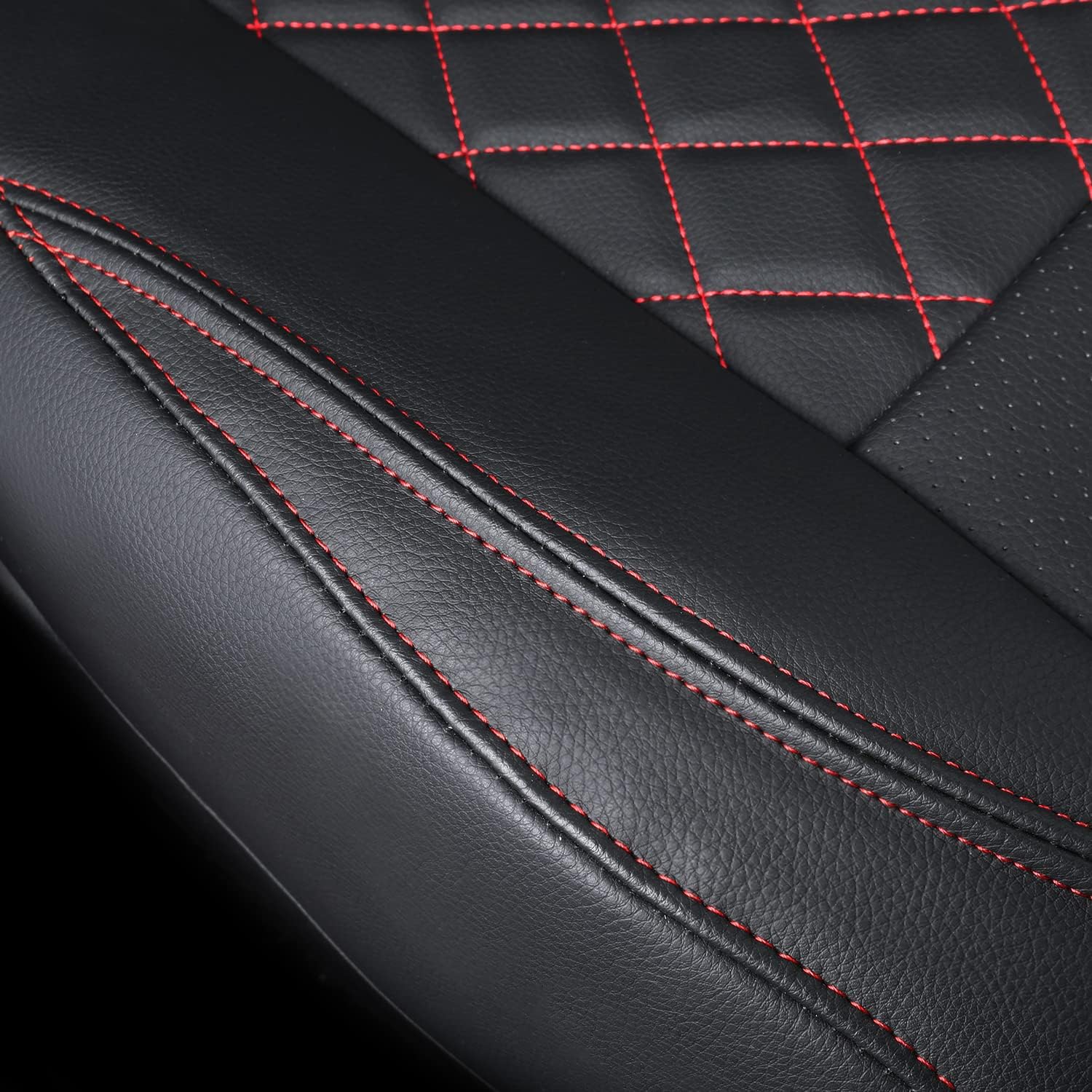 LUCKYMAN CLUB 2 Front Tacoma Custom Fit Seat Covers for 2016-2023 Tacoma with Faux Leather (Black & Red 2 pcs)