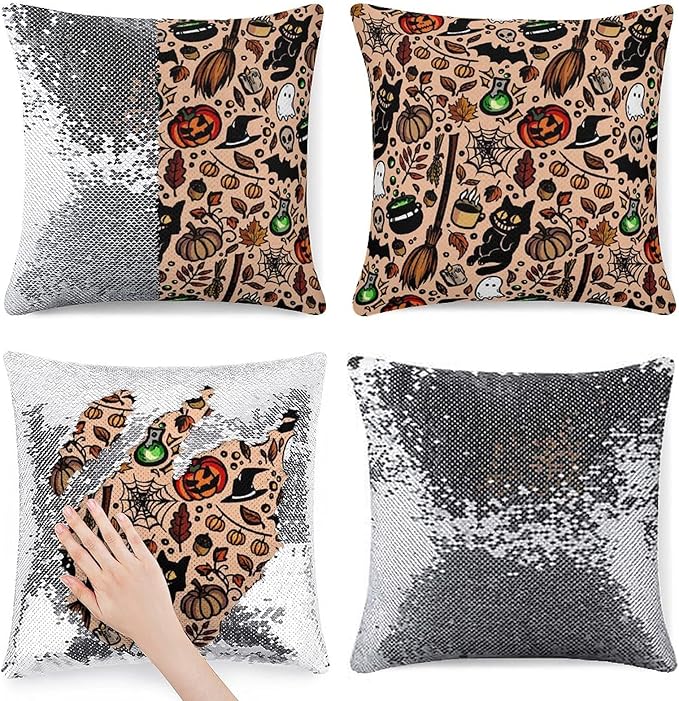 sequin pumpkin pillow