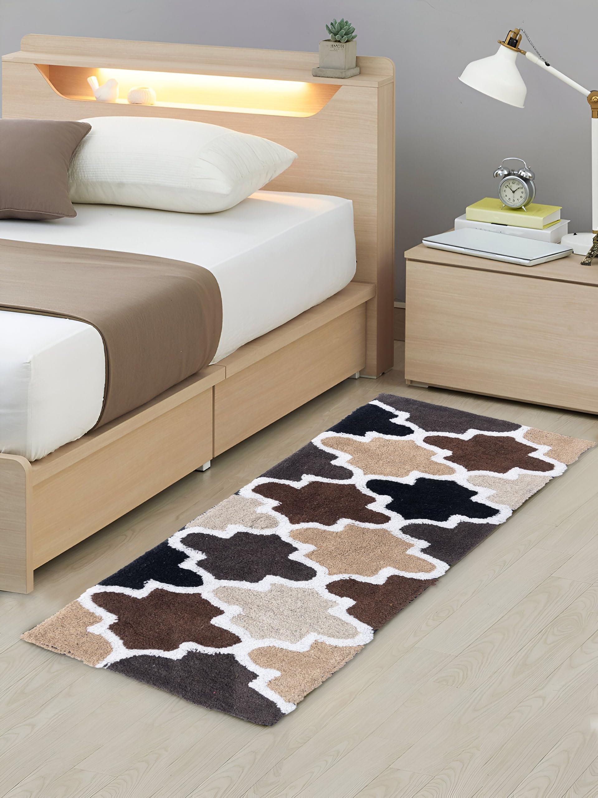 AAZEEM Hallway Runner Rug Machine Washable Rug, 20"X48" Kitchen Runner Rug Cotton Farmhouse Low-Pile Entryway Rug for Laundry Room Bedroom Bathroom Foyer Living Room,Bedside Rug for Kids Room(Beige)