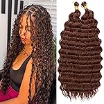 Eerya Long Curly Braiding Hair 18 Inch 2 Packs Deep Ocean Wave Crochet Hair for Black Women Deep Wave Braiding Hair for Boho Braids18 inch, 33