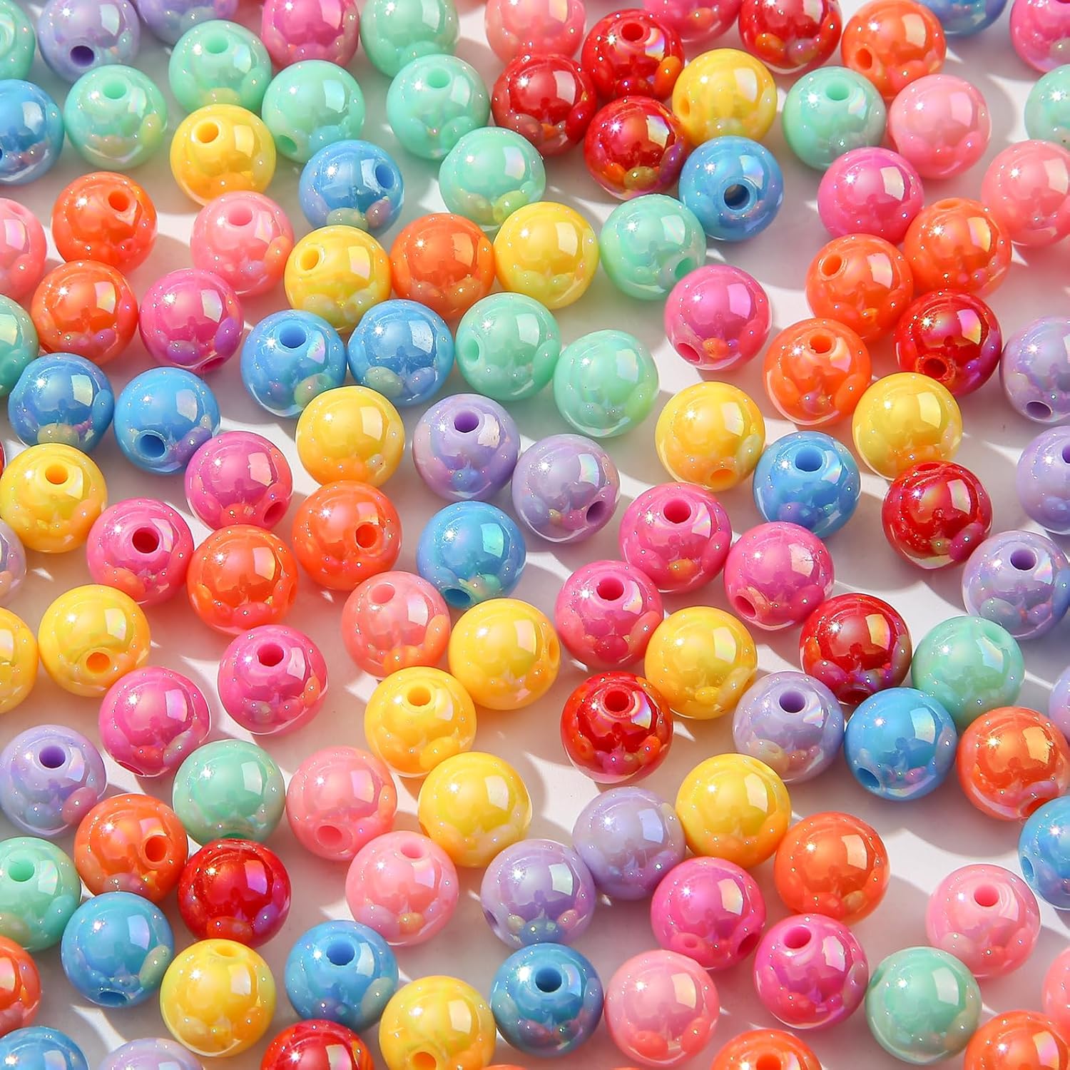 10mm Acrylic Beads Ab Color Beads Acrylic Assorted Colors Beads Round Bubble Beads for DIY Craft Jewelry Necklace Making (ab-Rainbow) - Image 4