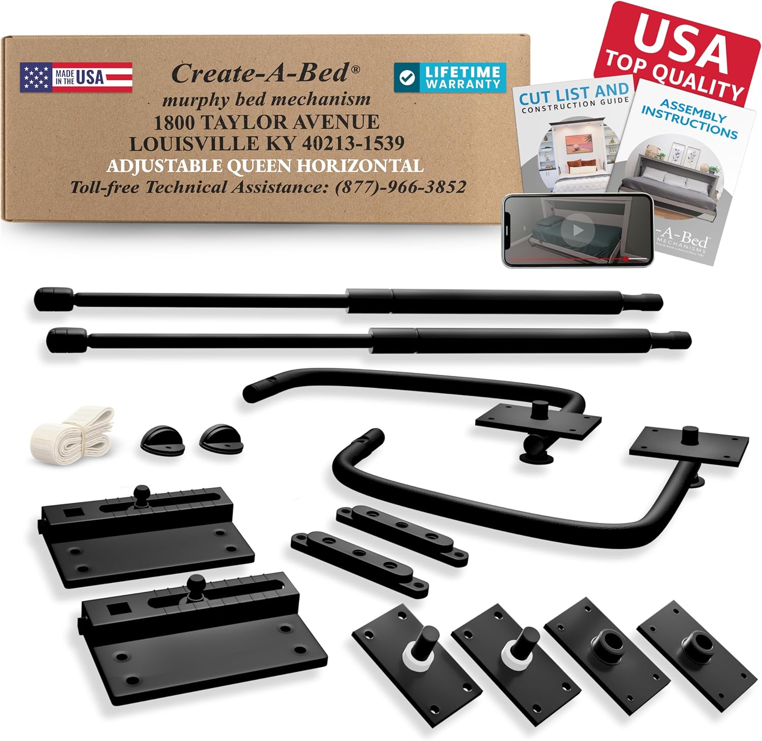 Create-A-Bed Premium Murphy Bed Kit, Queen Horizontal