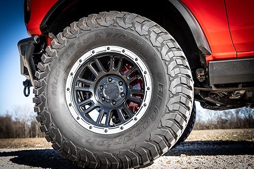 Miniatura 10 de Rough Country Cubiertas de pinza de freno para Ford Bronco (2021-2024) - Acabado rojo resistente a la corrosión, aluminio 6061-T6, cubierta de pinza