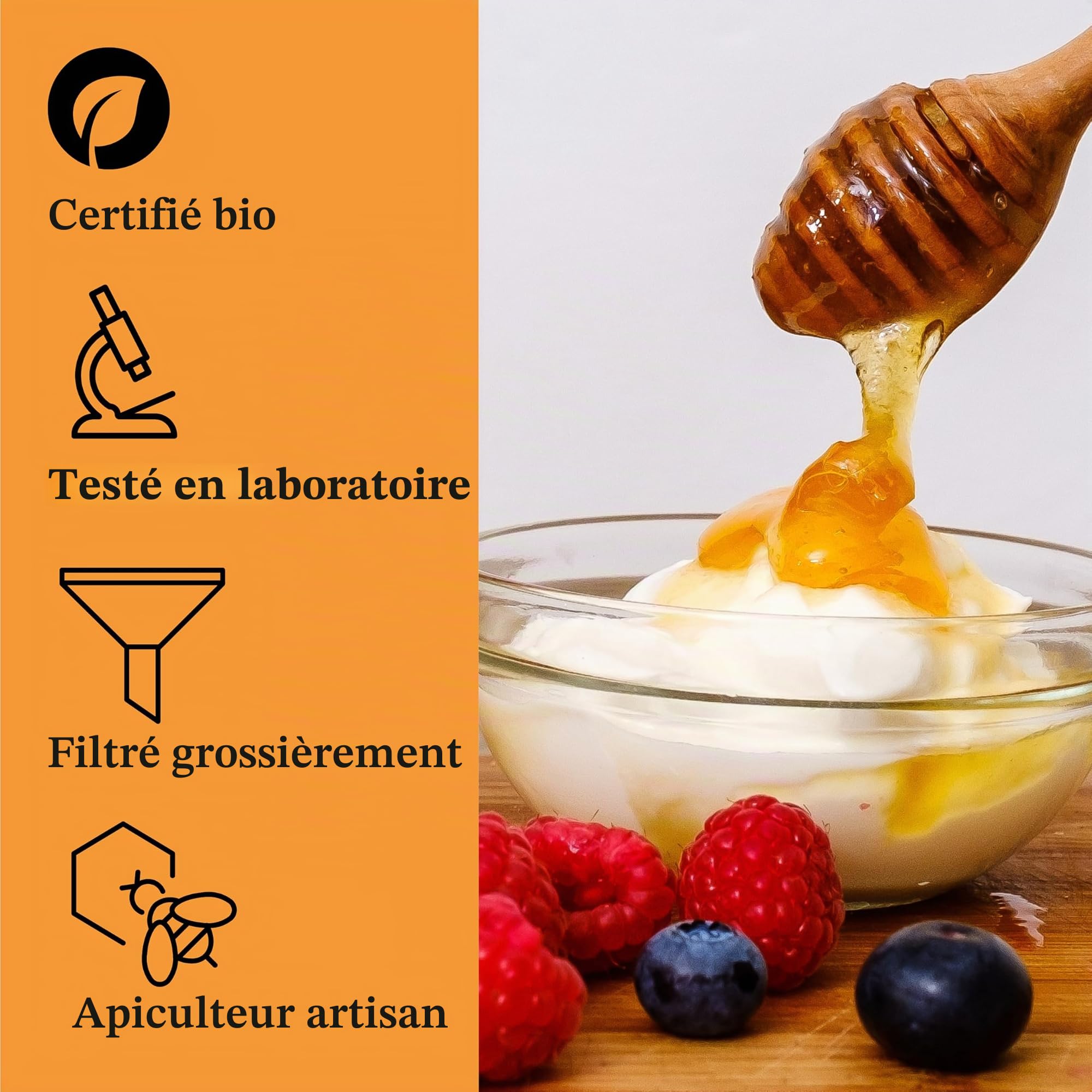 MIEL DE THYM SAUVAGE GREC BIO 1kg - 100% BRUT & NON PASTEURISÉ, Récolté dans le Péloponnèse, Arômes Herbacés & Fruités, Pressé à Froid, Filtré Grossièrement - The Raw Honey Shop