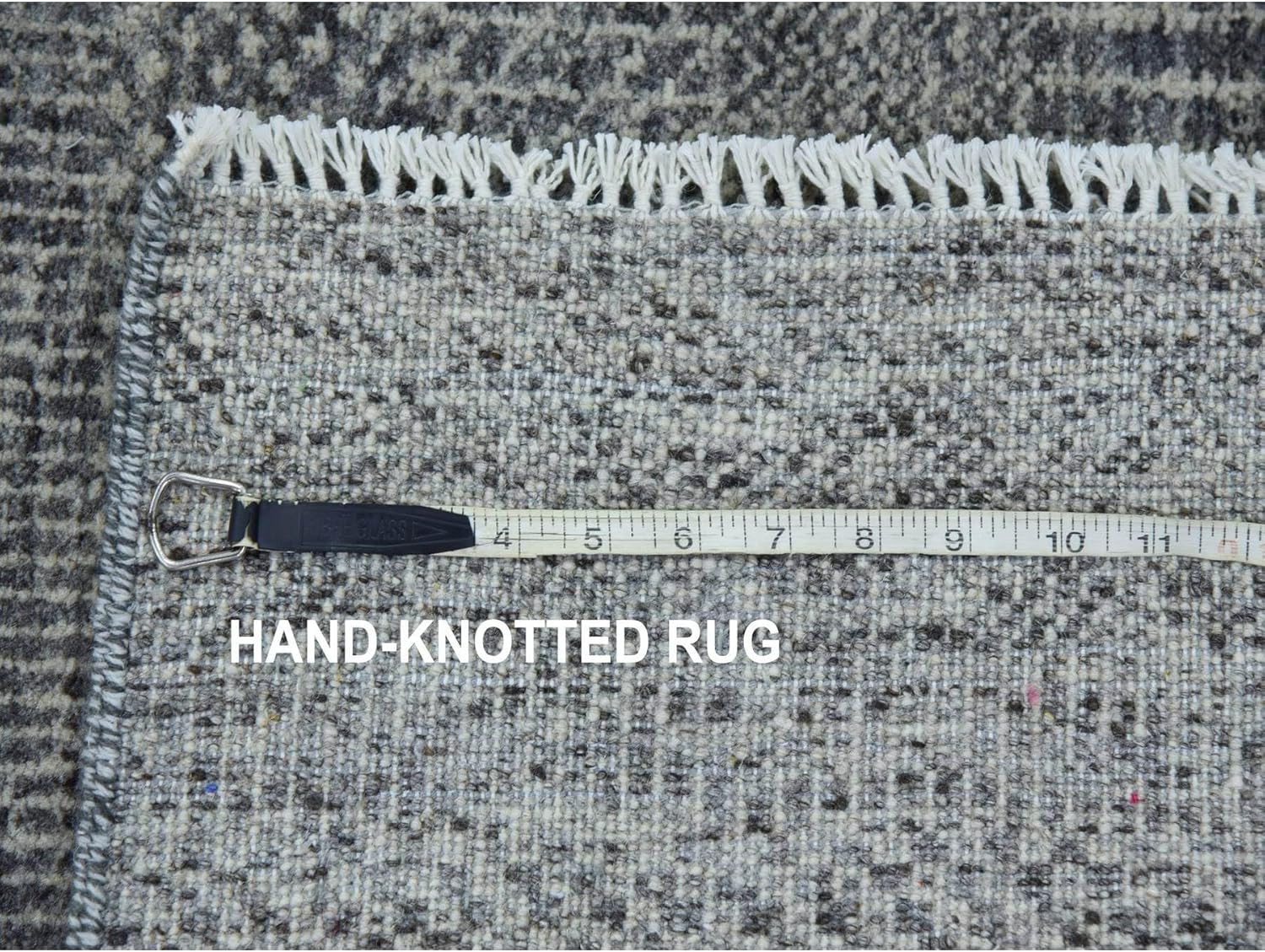 Steeple Gray Modern Pure Undyed Wool Grass Design Tone on Tone XL Runner Hand Knotted Oriental Rug (2'7"x15'10")