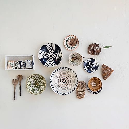 Miniatura 10 de Creative Co-Op 14.75 Inches Round Hand-Painted Stoneware Serving Design, Multicolor Bowl, Blue