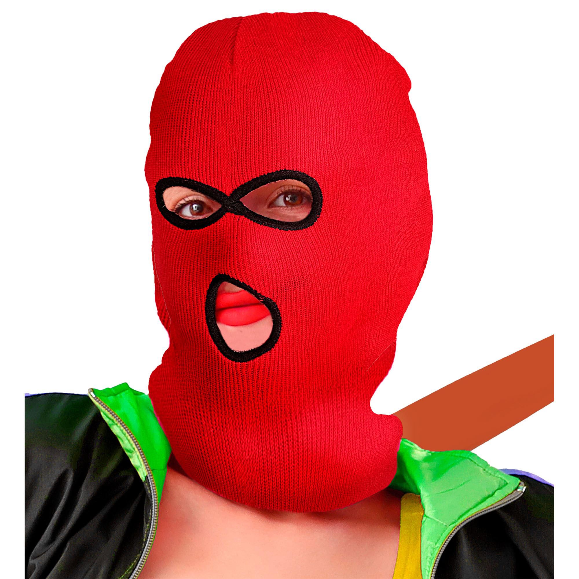 W WIDMANN MILANO Party Fashion - Adult Balaclava Balaclava Face Mask Robber Burglars, Red - Image 3