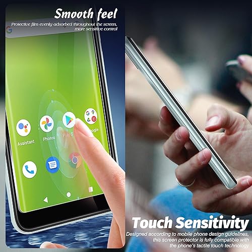 Miniatura 2 de Orzero Paquete de 3 protectores de pantalla de vidrio templado inteligente compatibles con Cricket Debut, bordes de arco 2.5D, 9H, antiarañazos, de