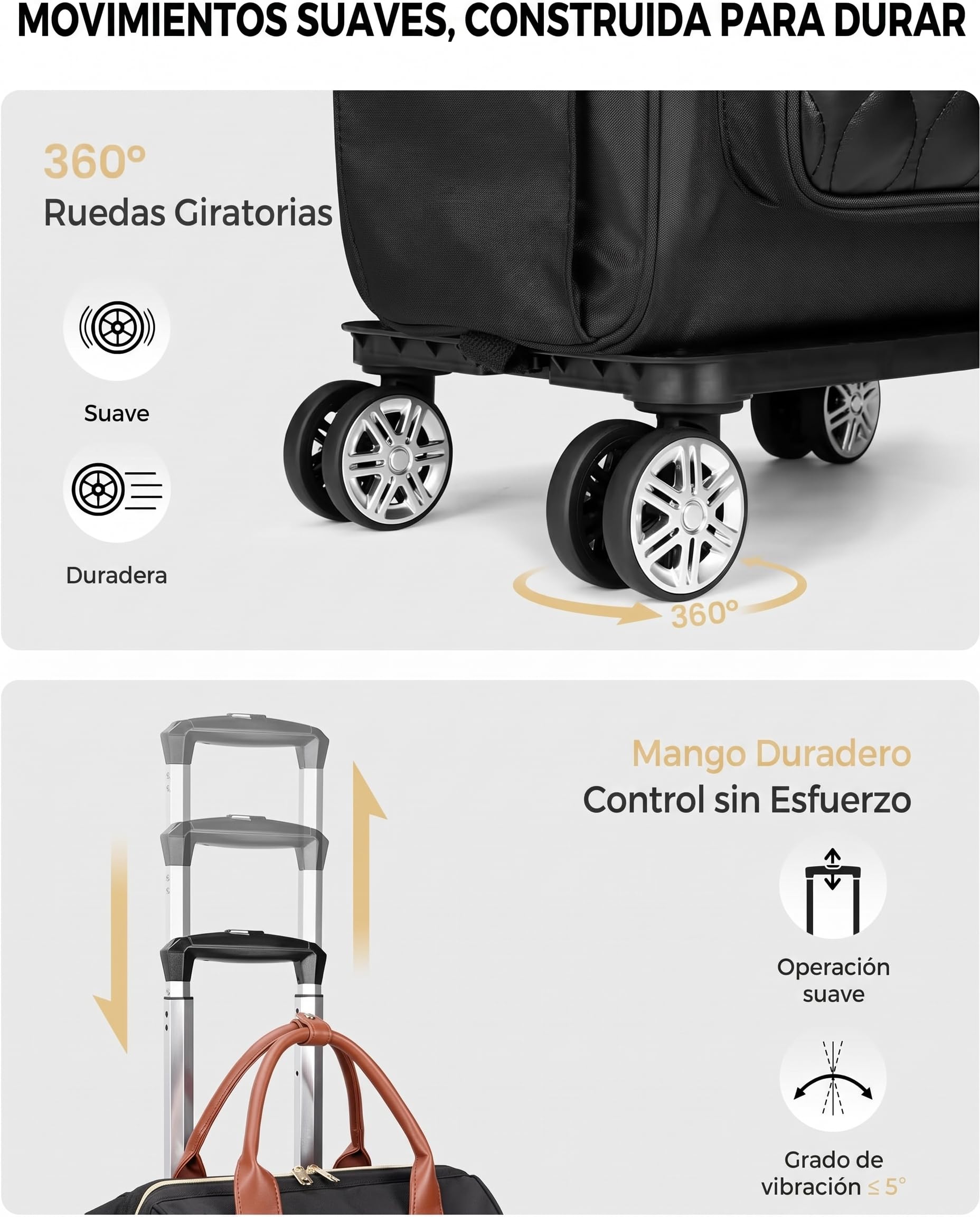 Ytonet Mochila con Ruedas Mujer, Mochila Ruedas con Trolley Desmontable