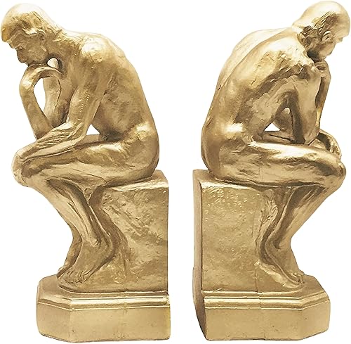 Miniatura 8 de Bellaa 25594 Thinker Sujetalibros de 9 pulgadas, grandes y únicos, para estantes, tapones, antideslizante, resistente, coleccionable, estatua de