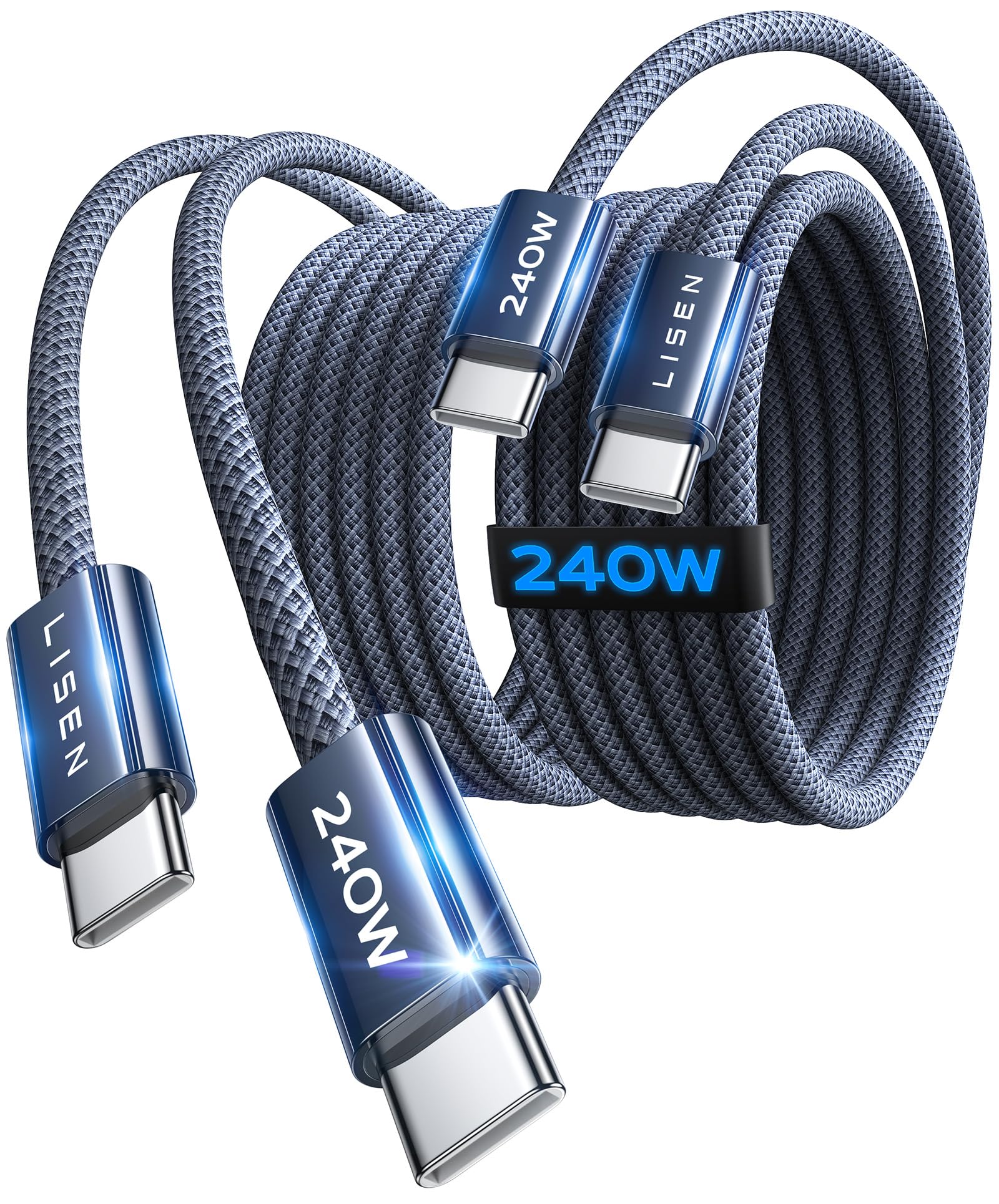 LISEN 240W USB C Kabel, [2 Stück 2M+3M] PD3.1 Schnellladekabel USB C auf USB C Kabel, USB C Ladekabel für MacBook Air M5, MacBook Neo, MacBook Pro M5, iPad Air/Pro, iPhone 17 16 Serie,Midnight
