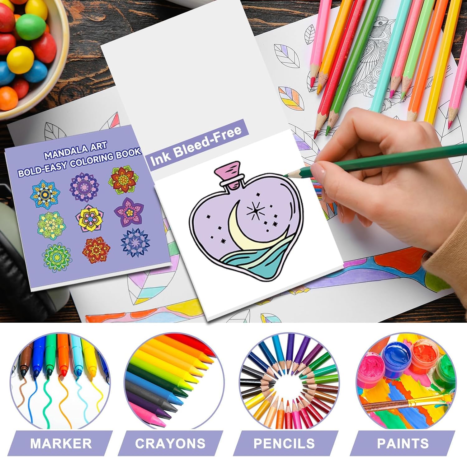 EggSun 3Pack 50 Pages Mini Coloring Books Pocket Size 3x3 inches Pocket Size Small Gifts for Men Women Teen,Classroom Activity Travel Creating Birthday Party Favors (3Pack-Plants Crystal Datura)