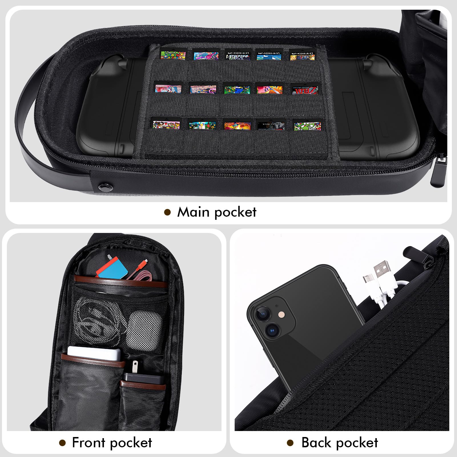 Custodia per Nintendo Switch 2 2025/PlayStation Portal/Steam Deck, custodia protettiva rigida con 15 scomparti per giochi, Nintendo Switch 2 per console Switch 2 e accessori