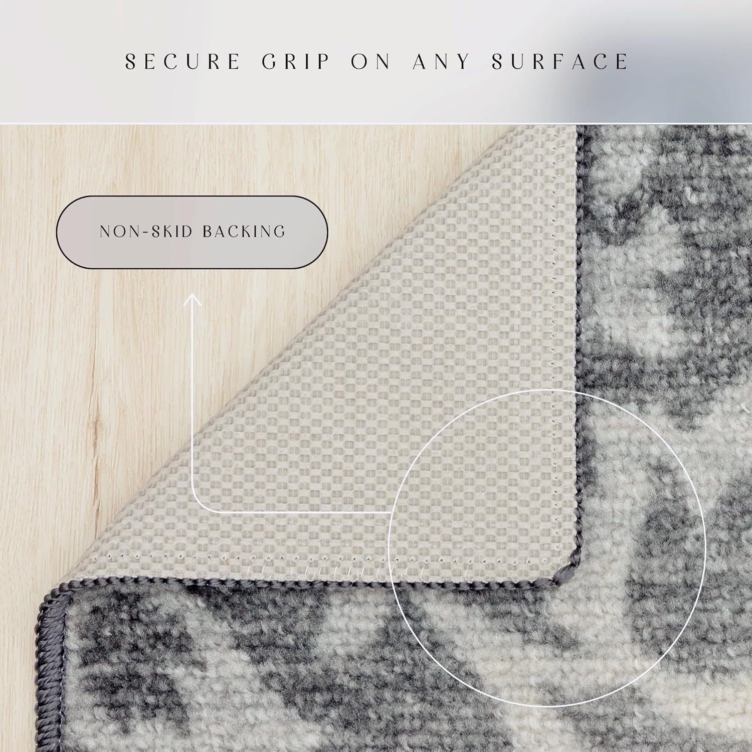 Maples Rugs Exeter Floral Area Rugs – Made in USA – Low Pile, Non Slip Pet–Friendly Mat for Bedroom, Office, Living & Dining Room, 5' x 7', Grey