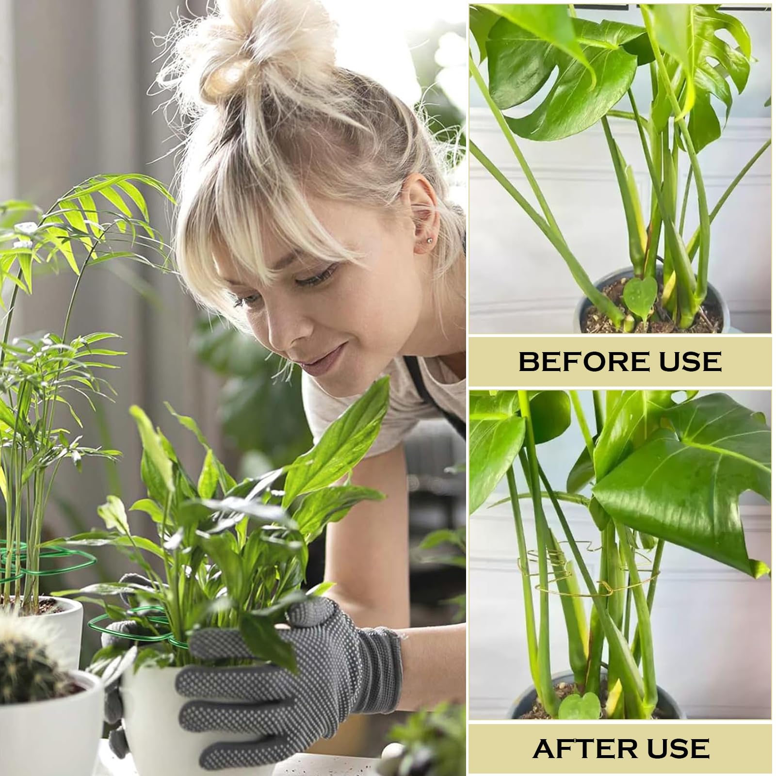 Zestaw 2 wsporników do roślin pnących Monstera, aluminium z wyjątkowym wzorem liści do roślin pokojowych, wszechstronna podpórka do łodyg alocazji i monstery (zielona)