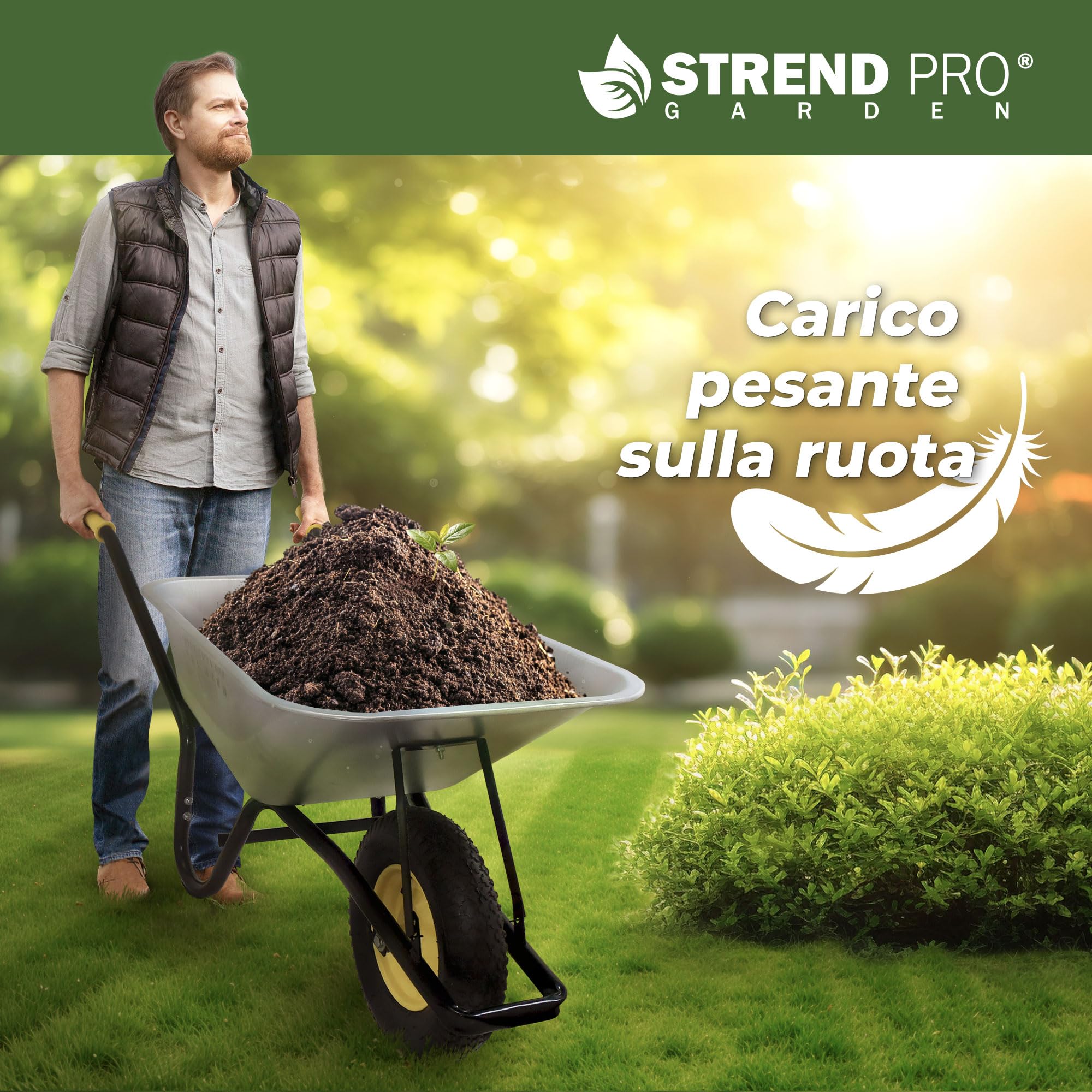 STREND PRO Carriola con ruote pneumatiche 85L 250KG | LEGGERA e PRATICA Carriola grande | Carrello a mano | Carrello scorrevole