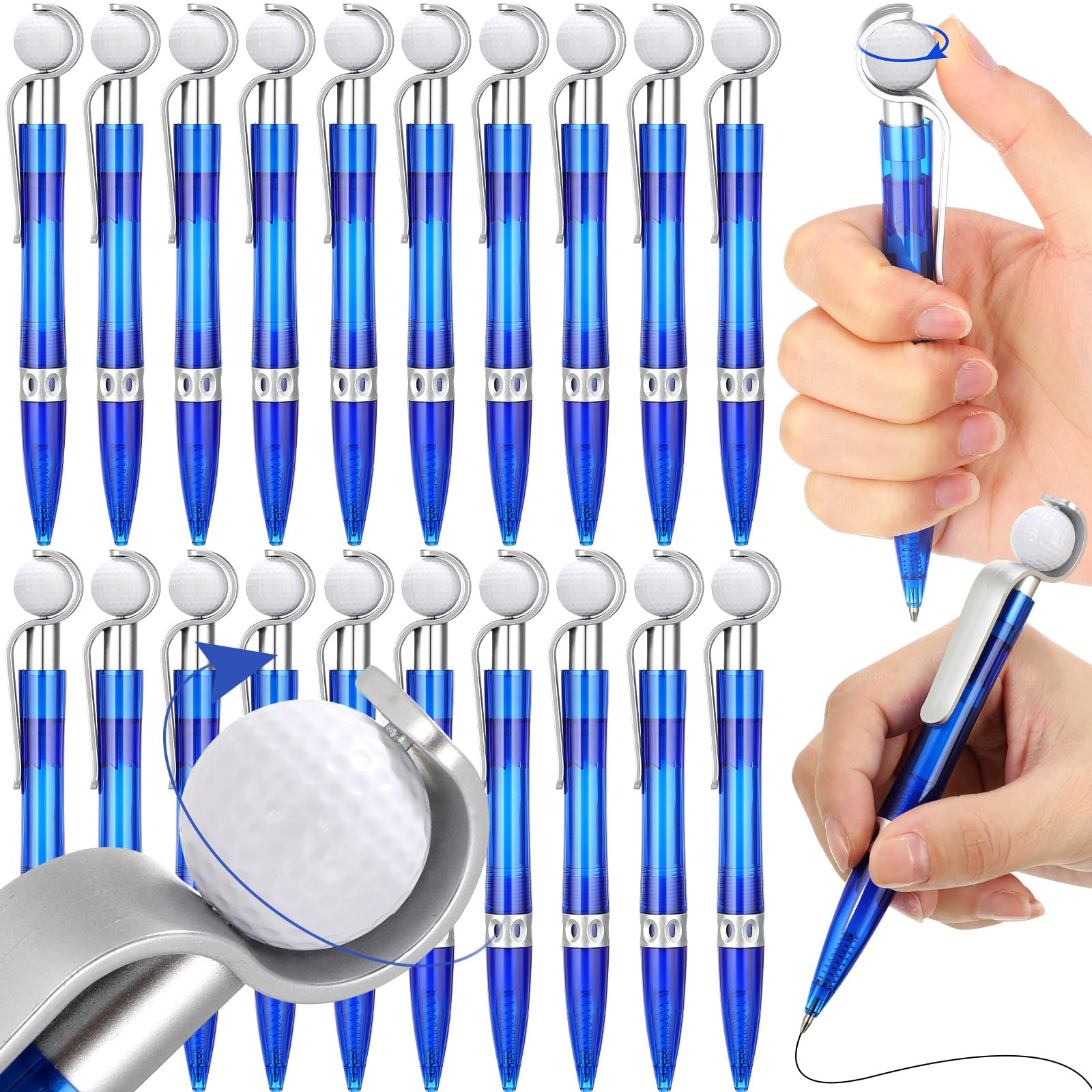 Zhanmai 24 Pcs Golf Ball Pen Sports Ballpoint Pens Golfs Pens Golf Party Favors Cool Writin(Blue)