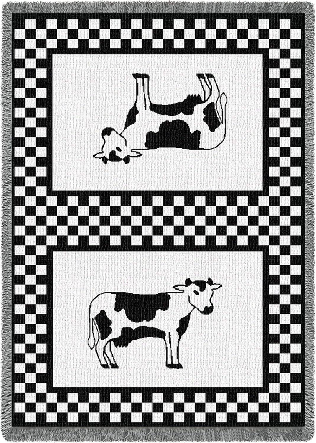 Pure Country Weavers Bessie The Cow - Our First Blanket - Gift Tapestry Throw Woven from Cotton - Made in the USA (69x48)