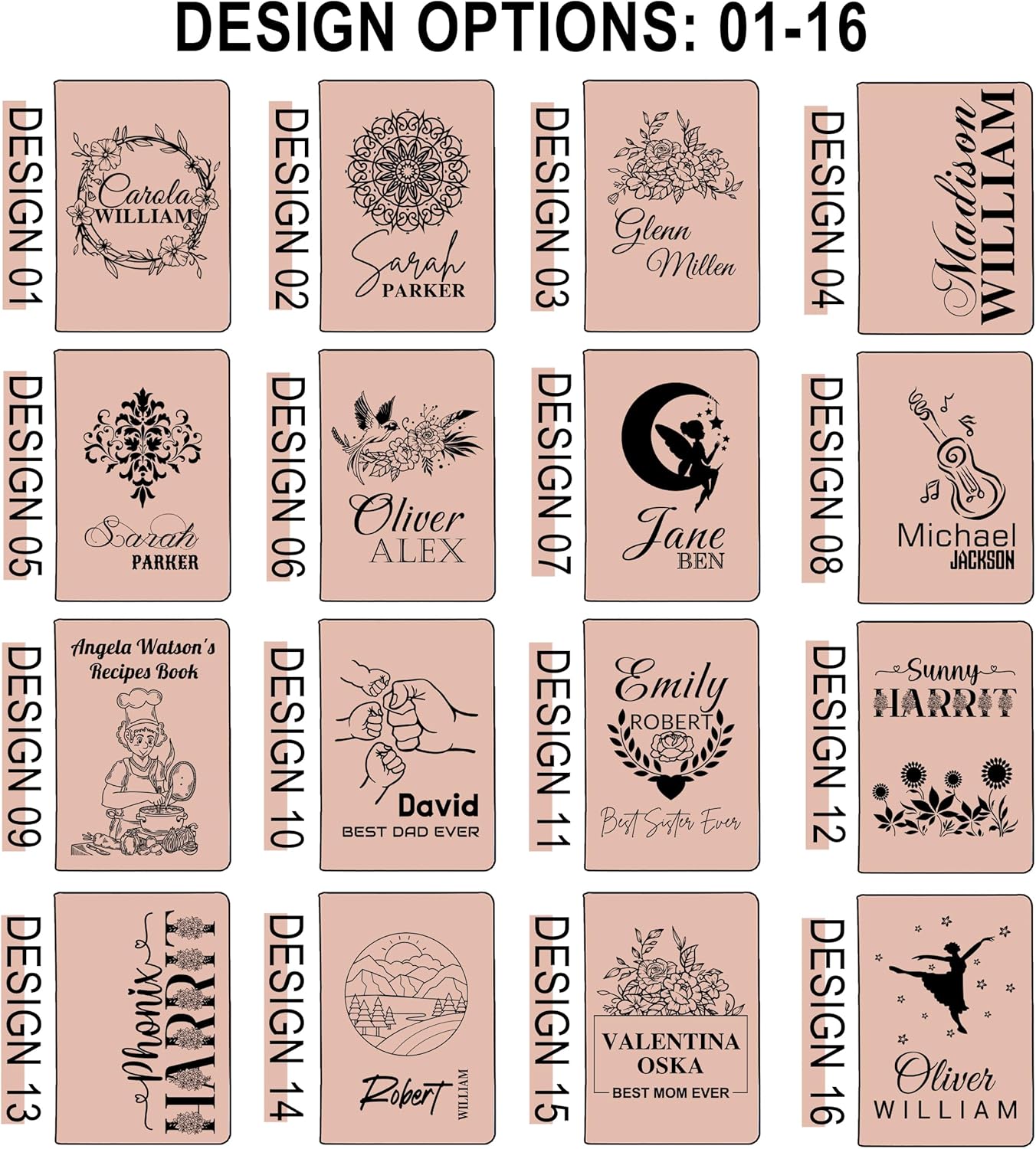 Personalized Name Leather Journal Notebook, Custom Notebook for Women, Personalized Journal, 200 Pages, Mother’s Gift, Xmas Gift for Parents, Birthday Gift, Bridesmaid Gift (Brown) - Image 3