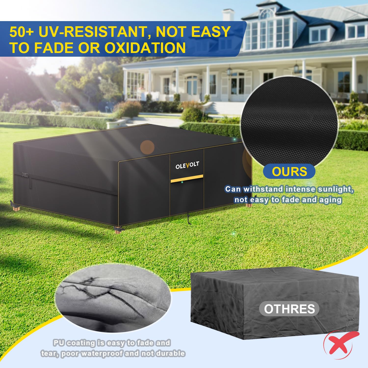 Fundas Muebles Jardin Exterior Impermeable Funda Mesa Jardin 420D | Cubre Muebles Exterior Impermeable Funda Sofa Jardin Rectangular Fundas Muebles Exterior para Mesas, Sillas 242x182x100cm