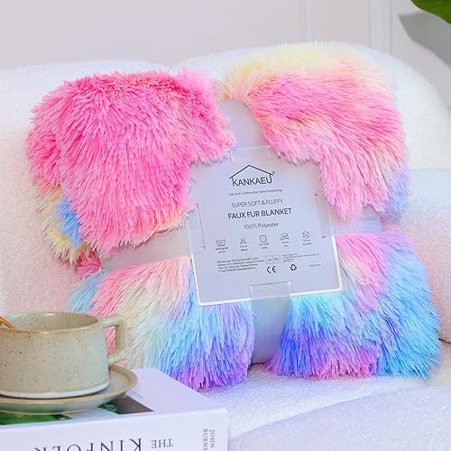 Miniatura 6 de KANKAEU Manta Sherpa tamaño individual, manta cálida y gruesa de 530 GSM, manta de piel sintética mullida, reversible, esponjosa, acogedora manta de