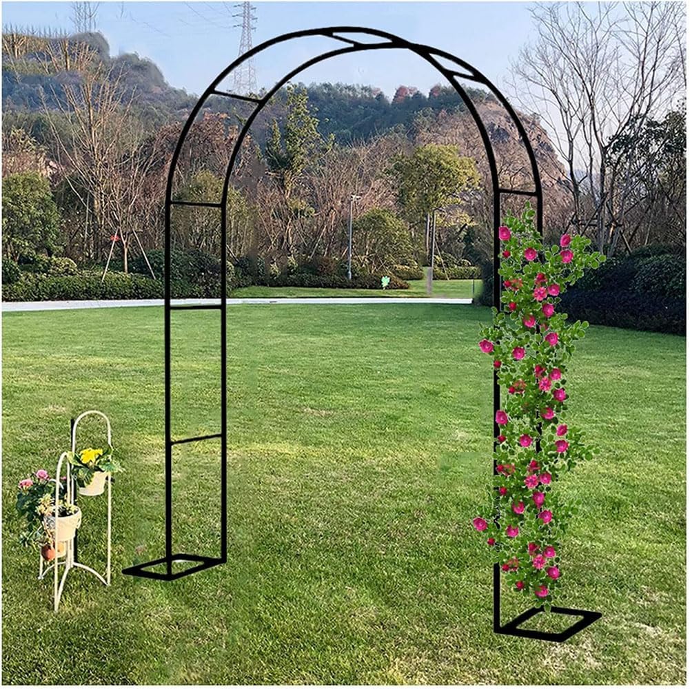 Black Steel Garden Arbor Wedding Arch Metal Arbour Pergola Tubular Frame Trellis Archway for Climbing Plant Roses Vines 180Cm 140Cm 120Cm 240Cm Wide,Black,W3M*H2.2M