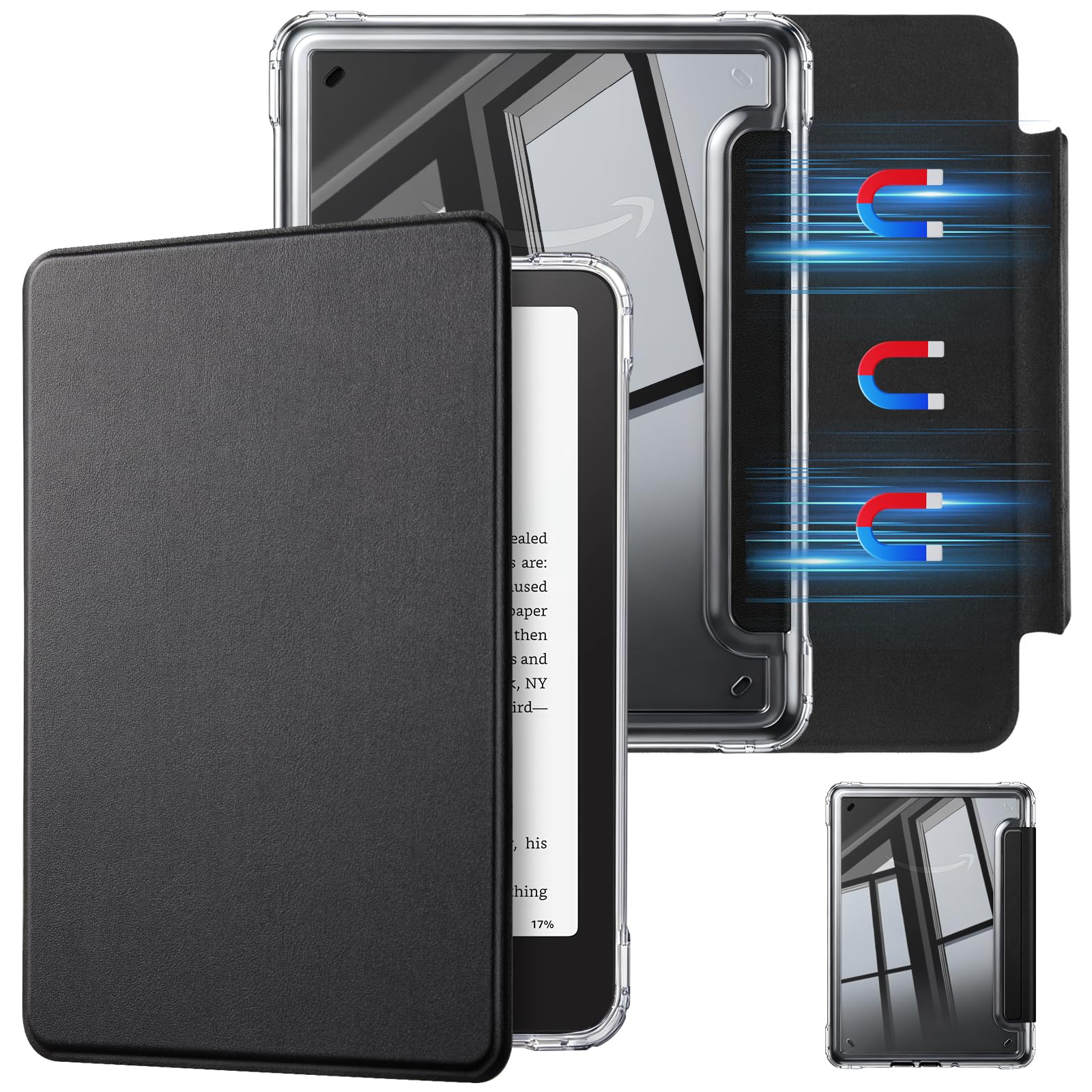 CoBak Detachable Magnetic Case for 7" Kindle 12th Gen 2024,Black