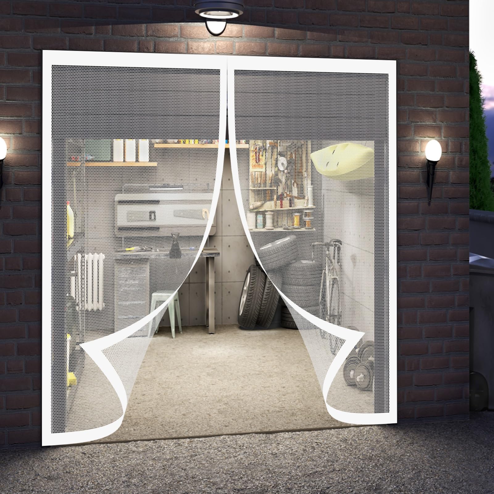 Magnetic Fly Screens for Doors 172 x 206 cm Keeping Out Flies & Bug, Keep Fresh Air in Heavy Duty Bug Mesh Curtain Hundreds of Sizes for Balcony/Children's Room, White