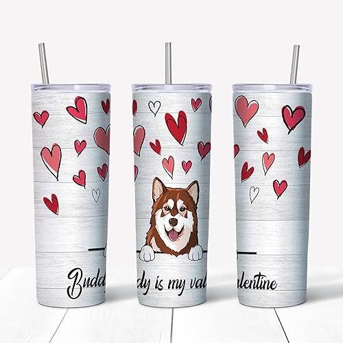Miniatura 10 de Vasos de acero inoxidable divertidos personalizados con texto personalizado y raza de perro divertido vaso para el día de San Valentín aislamiento