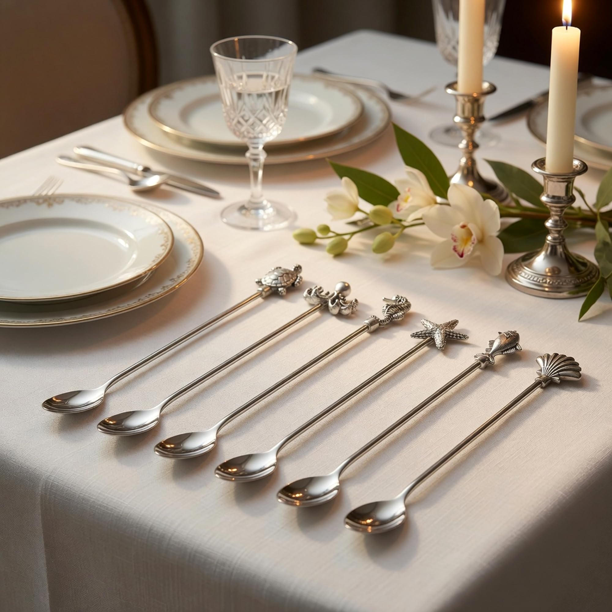Homestia Juego de 6 cucharaditas de 7 pulgadas, cucharas de postre de acero inoxidable 304, agitadores de café, cucharas de mango largo para mezclar bebidas