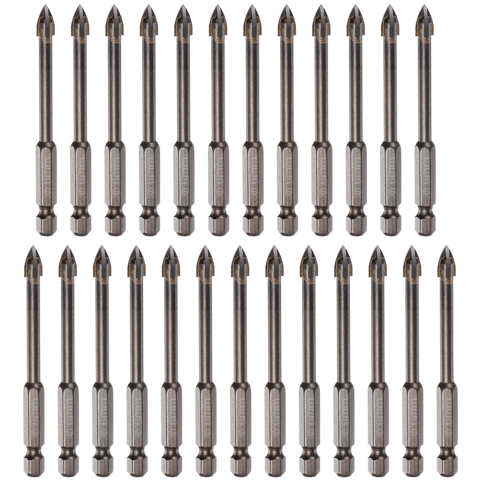 QUARKZMAN 25 Pezzi Punta Trapano per Muratura Rivestita in Titanio, 6mm Punta Trapano per Cemento Punta Trapano per Piastrelle Ceramiche con Codolo Esagonale da 1/4" per Piastrelle Marmo