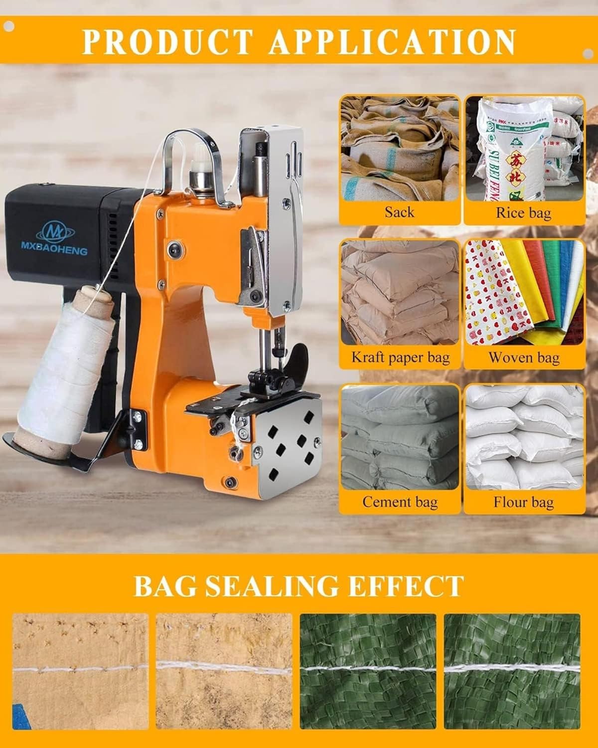 Electric Bag Sewing Machine Industrial Handheld Bag Closer Closing Stitcher Automatic Woven Bag Sewer Packing Machine for Rice Woven Leather Snakeskin Bag Sack