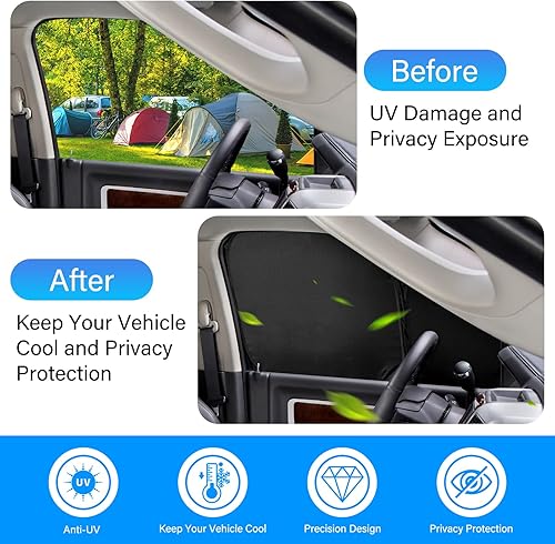 Miniatura 56 de T TGBROS Juego completo de persianas opacas para Ford F150 2021-2025 2026 para parabrisas lateral y trasero, accesorios F-150, cubierta plegable