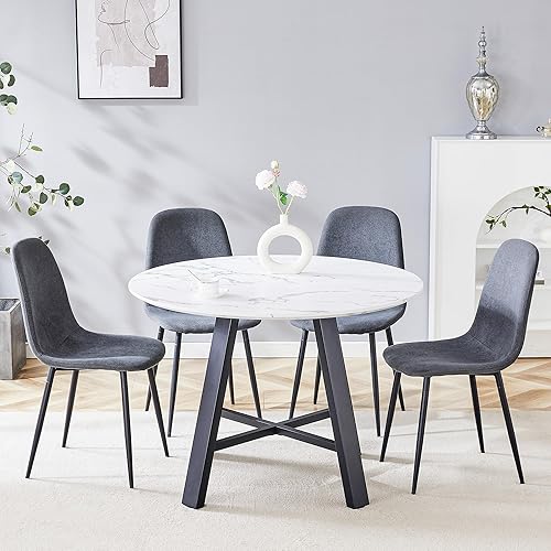 Miniatura 17 de Juego de mesa de comedor redonda para 4, mesa de comedor y sillas de cocina moderna para 4,42 pulgadas, juego de mesa de comedor para 4, juego de