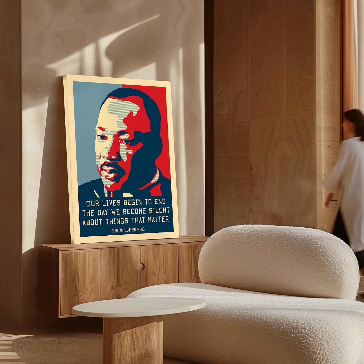 Poster Master The Day We Become Silent Canvas - Martin Luther King Print - Motivational Quotes Art - Gift for Men & Women - Inspiring Decor for Living Room, Bedroom or Office - 8x10 STRETCHED Canvas