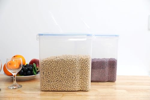 Miniatura 2 de Basicwise Pequeños recipientes de plástico sin BPA para cereales con tapa hermética de boquilla, juego de 2, transparente