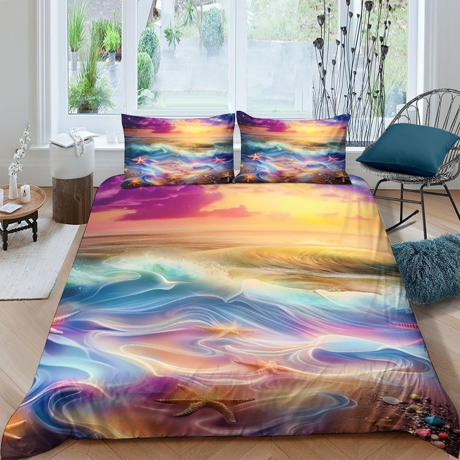 Ctjqhvkz Style-8 3D Printed Abstract Sunset Fitted Sheet Microfiber Soft Vibrant Swirl Mattress Cover For Bedroom Guest Room Decor Single（135X200cm）