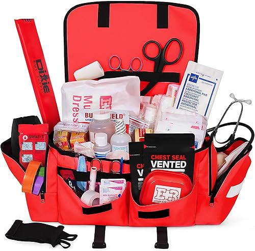 Miniatura 8 de Bolsa de trauma EMT completamente surtida – Kit médico táctico de primera respuesta con torniquete, sellos de pecho, control de sangrado, gasa,