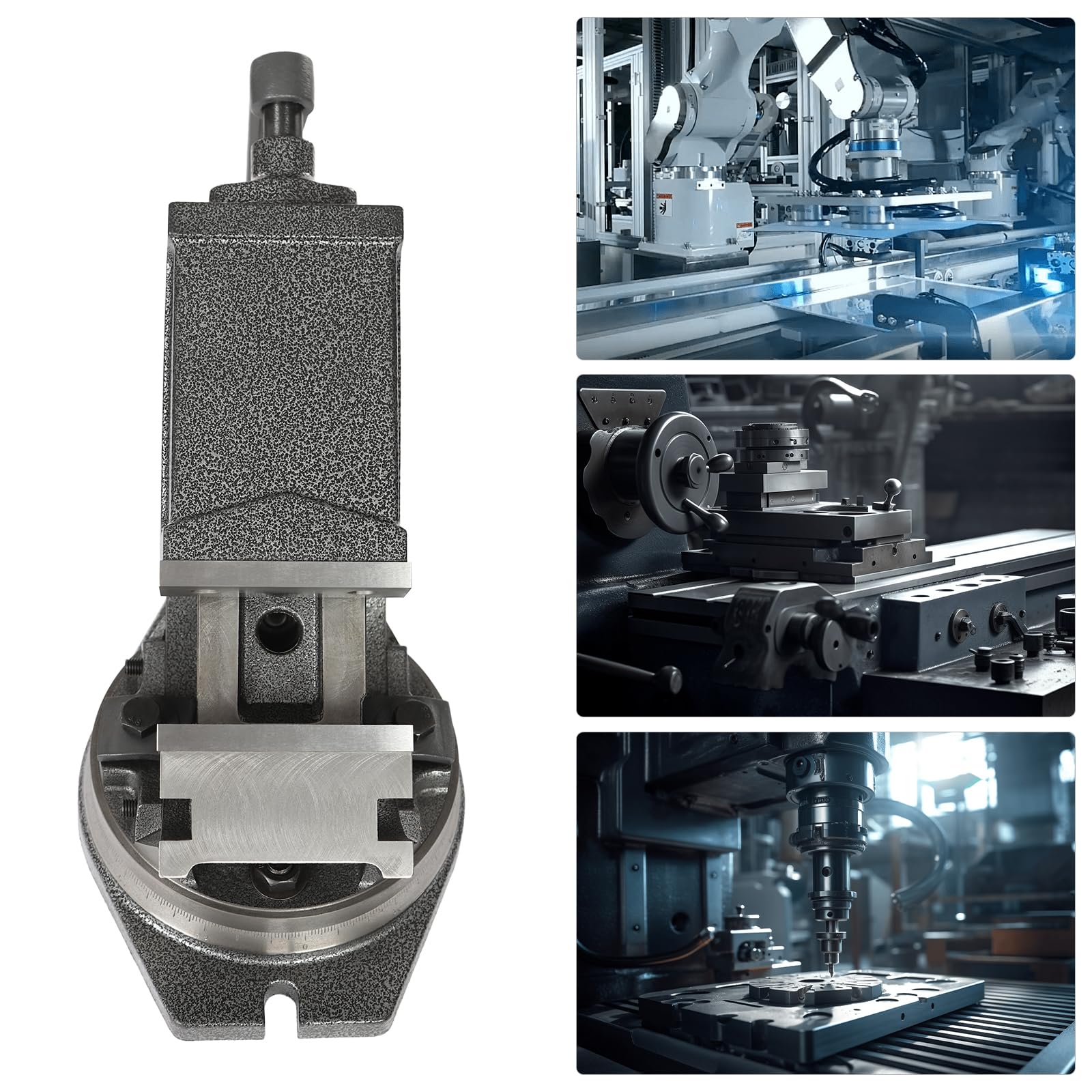 Schraubstock 2-Achsen Kippbar Drehbar Maschinenschraubstock 100mm,0-90°-Standardskala, 360° drehbare Chassis ermöglicht für Schleifmaschinen, Fräsmaschinen, Haus, Werkstatt, Fabrik
