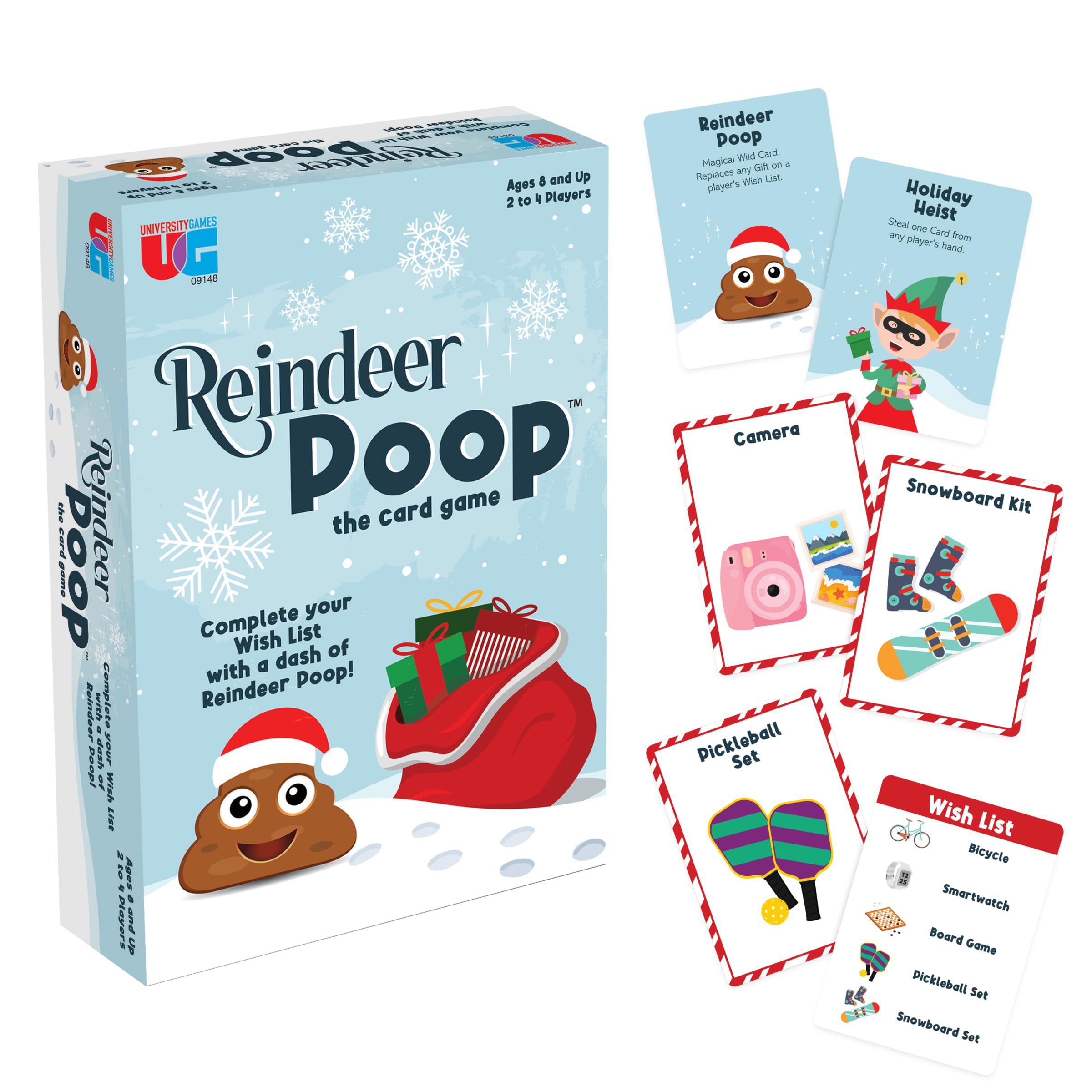 University Games, Reindeer Poop Card Game, Fast-Paced Card Game for Family Fun, Ages 8+, Sneaky Elves & Surprises