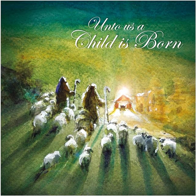 Christian Christmas cards - Unto us a Child is Born, Shepherds, pack of 10, with Bible verse Isaiah 9:6 inside these religious Christmas cards, by Just Cards Direct