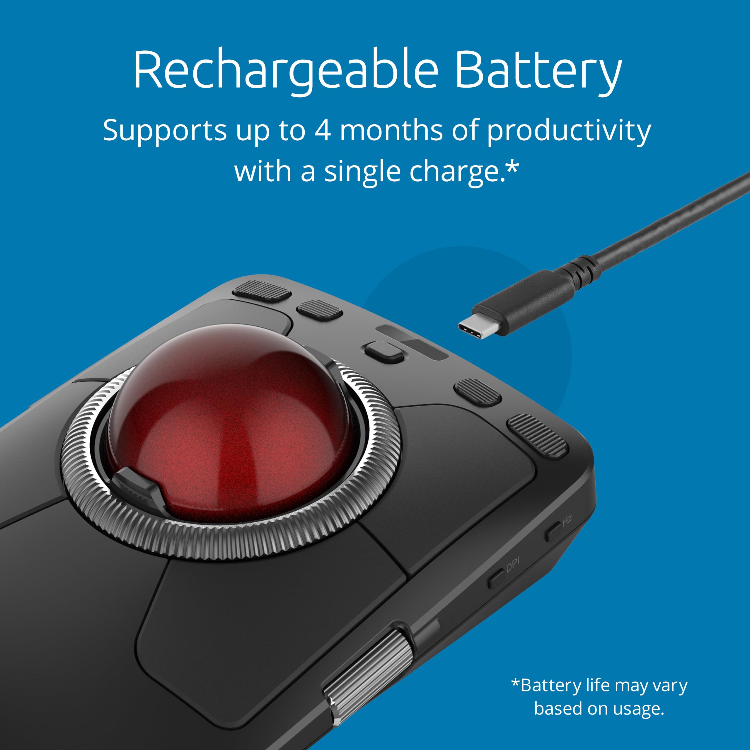 Kensington Trackball sem fio Expert Mouse TB800 EQ, design