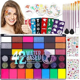 Face Painting Kit 42 Colors Professional Face Painting with Full Accesso...
