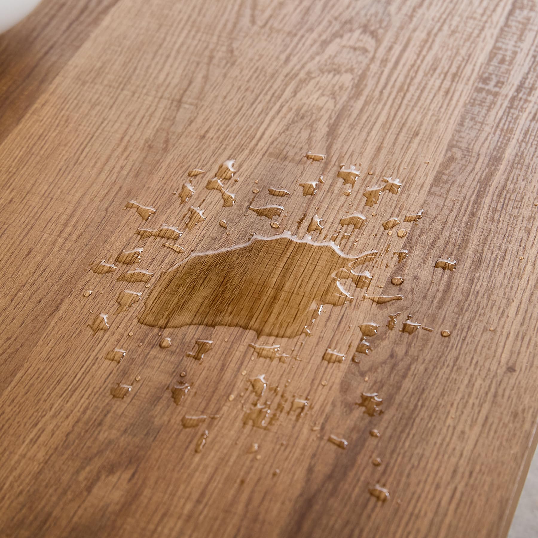 Essgruppe Set Tisch und Stühle, Rechteckiger Esstisch (140 cm) mit 4 Esszimmerstühlen aus Leinenstoff und Griff für Küche, Esszimmer (Dunkles Holzdekor+4*stühle (Schwarz))