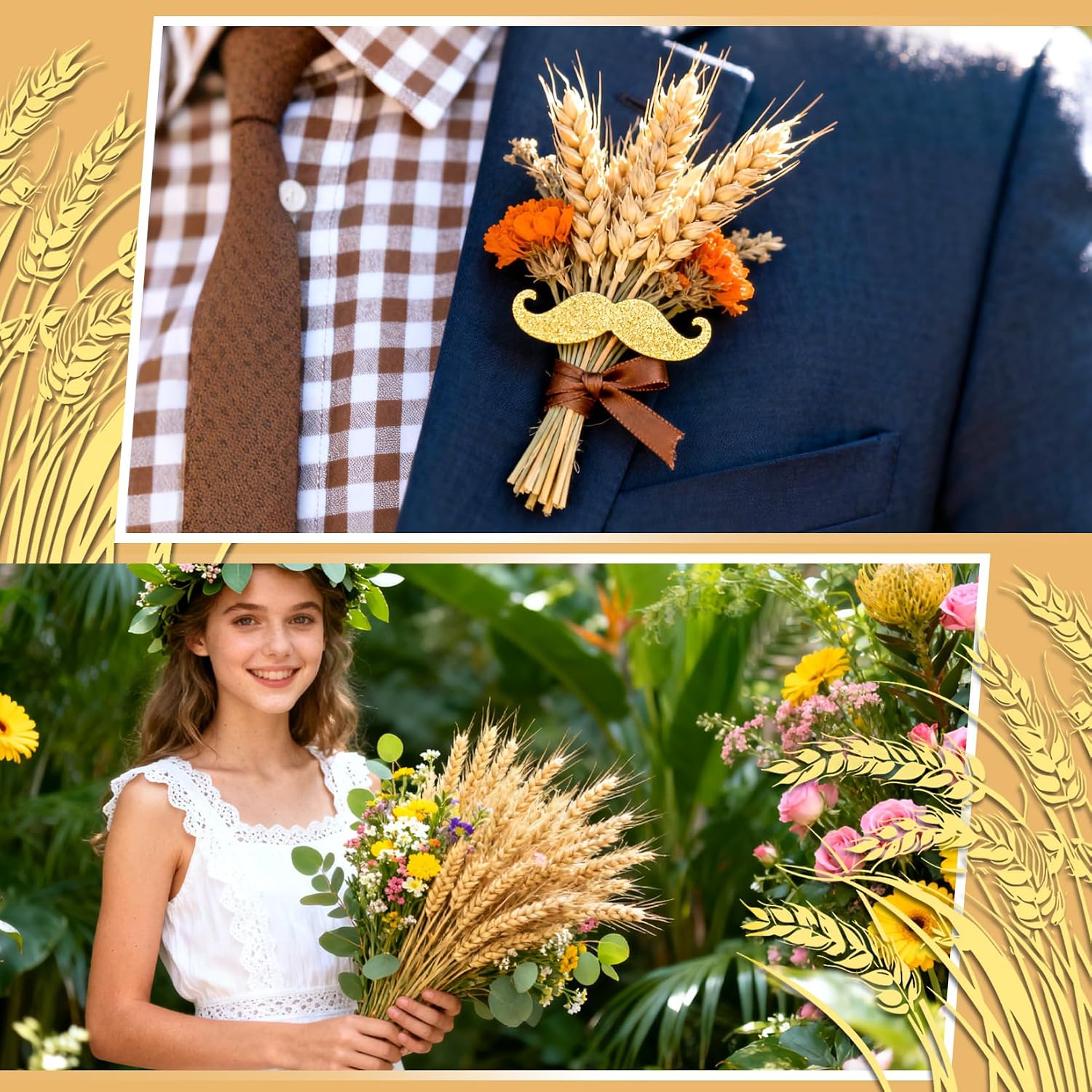 MAQIHAN Dried Wheat Stalks for Decor – 100 Stems Natural Wheat Straw for Vases and Table Centerpieces, Farmhouse Fall Decor for Home, Thanksgiving, Wedding and Boho Arrangements