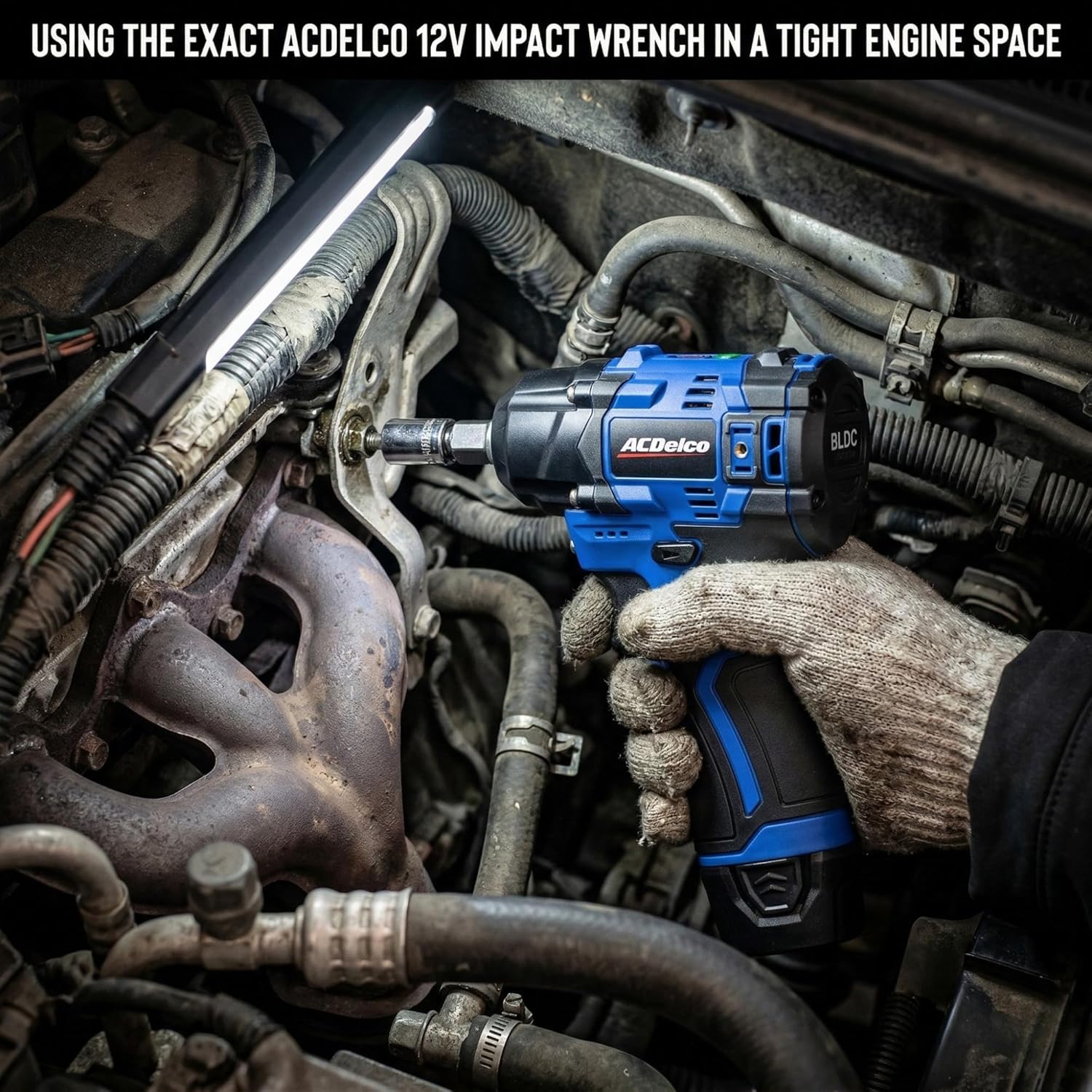 ACDelco G12 Series 12V Brushless 3/8 inch Cordless Impact Wrench 140 ft-lbs 190 Nm Max Torque 3600 RPM 4-Mode Intelligent Control Compact Body Bare Tool Only ARI12186-3T