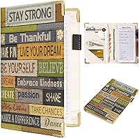 Vista 9 de Libros de servidor para mesera - Cartera de cuero PU marrón con bolsillo con cierre, motivo navideño; lindo organizador para meseros con bolsillo