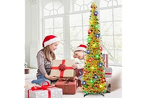 5FT Gold Christmas Tree, Pop Up Tree, Artificial Pencil Christmas Tree with...
