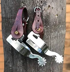 Espora quarto de milha inox + correia em couro